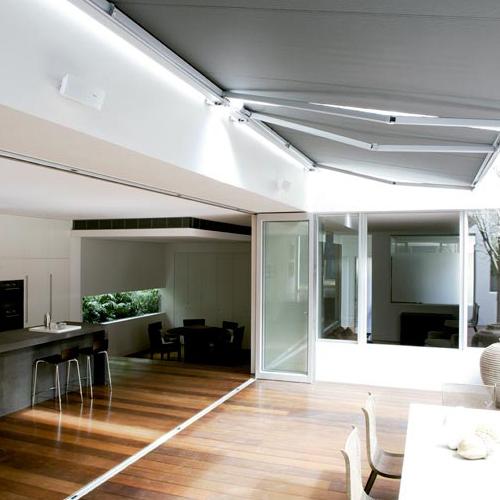 Awning ma5010 in open terrace with furniture