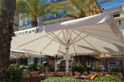 Heater for parasols in a restaurant