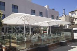 Heater installed in the parasol of the restaurant tagliatella