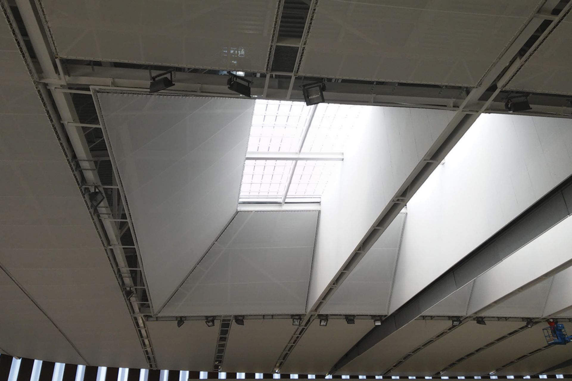 Entrance of light on the roof of the sports center