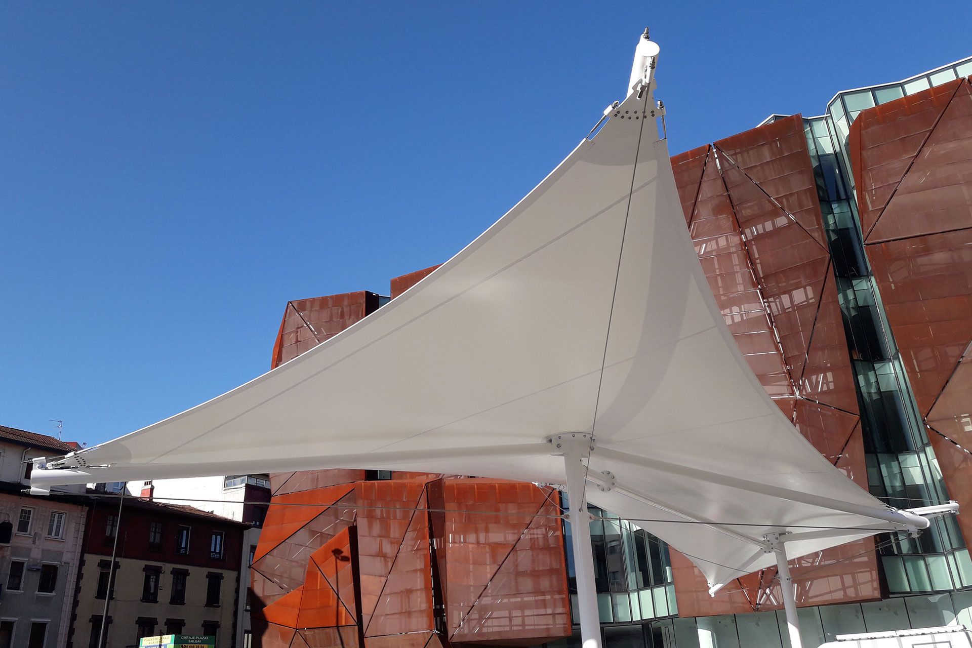 Stretched canvas that covers the Kultur Etxea Square