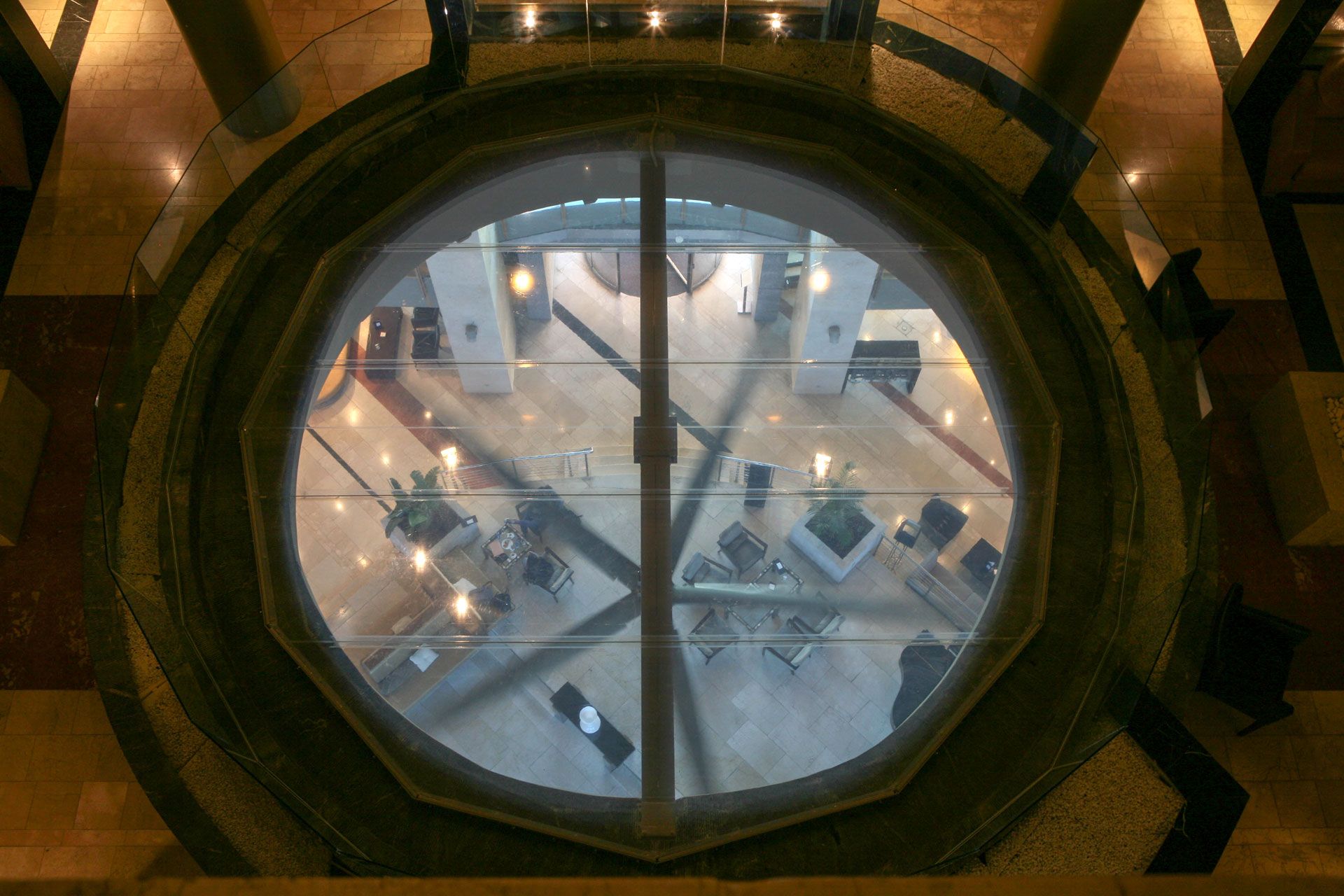 Skylight in the hall of the Suite Mirasierra hotel in Madrid.