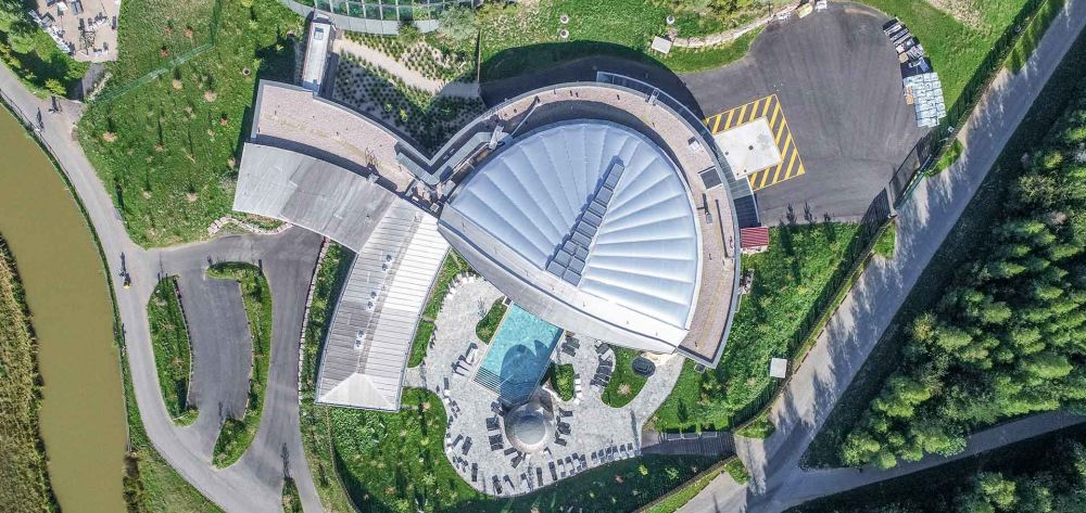 Aerial view of the ETFE bucket