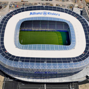 Vista aérea de la instalación deportiva Allianz riviera con la cubierta de ETFE monocapa