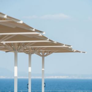 Indus parasols on the hotel terrace