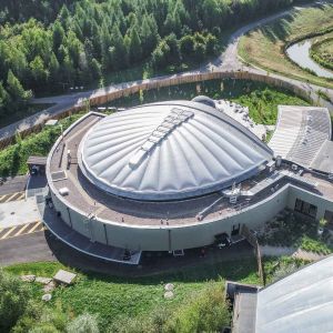 Aerial view of the back of the spa
