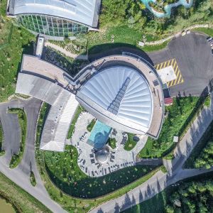 Aerial view of the ETFE bucket