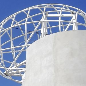 White tubular metal structure