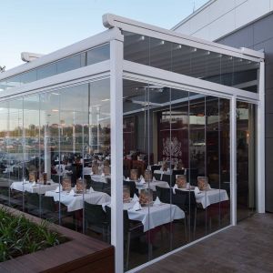 Smooth pergola by day