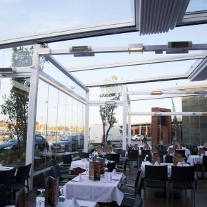 Pergola interior with folded roof