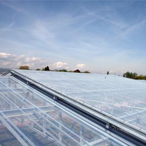 Detalle de la cubierta ETFE transparente de uno de los módulos de Cance Inra