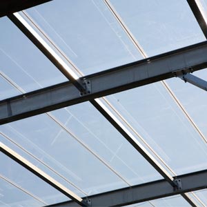 Vista por debajo de la cubierta ETFE transparente de Cance Inra