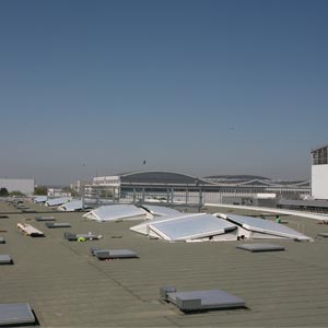 Cubierta ETFE transparente vista des de arriba en fabrica air france