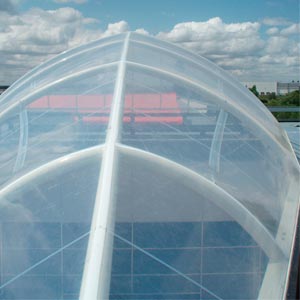 Cubierta ETFE vista des de arriba del centro comercial Le Clerc